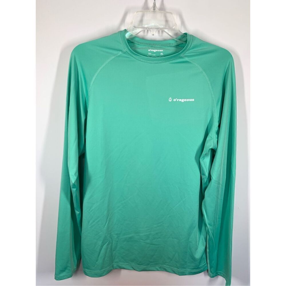 O'rageous Men's Crew Neck Pullover Raglan Long Sleeve T-Shirt Green Size XL